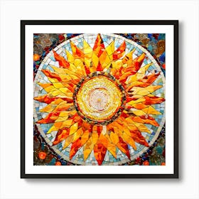 Mosaic Sun A Sun Created From A Mosaic Art Print