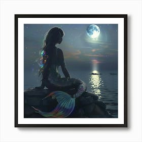 Stockcake Moonlit Mermaid Vigil 1718939418 2 Art Print