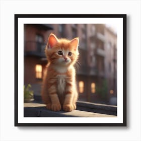 Kitten On A Ledge Art Print