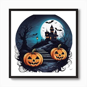 Halloween Pumpkins And Castle Poster