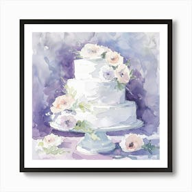 Watercolor Wedding Cake With Flowers 171 Art Print