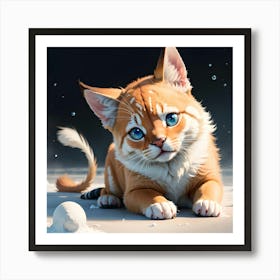 Cat With Blue Eyes 2 Art Print