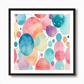 Watercolor Polka Dots Art Print