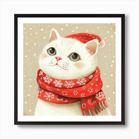 Santa Cat Art Print