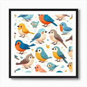 Colorful Birds Seamless Pattern 2 Art Print