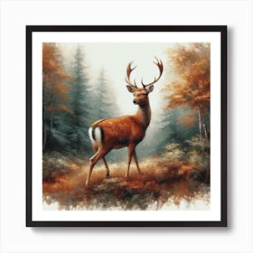 Deer In The Woods Art Print