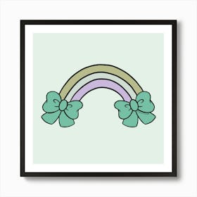 Bow Rainbow Blue Art Print