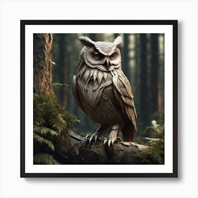 Owl In The Woods 34 Art Print