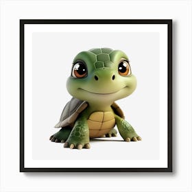 Cute Turtle Green Animal Cartoon Art Print