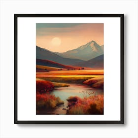 'Sunset In The Mountains' 1 Art Print