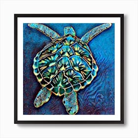 Sea Turtle Silk Painting Art Print