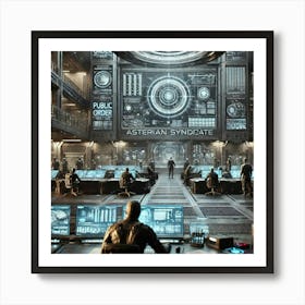 A Detailed Futuristic Scene Showing The Command St Art Print