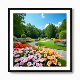 Garden With Flowers Art Print