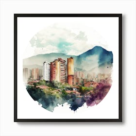 Watercolor Of Colombia City.A fine artistic print that decorates the place. Art Print