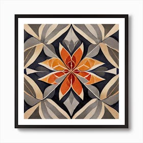 Firefly Beautiful Modern Detailed Floral Indian Mosaic Mandala Pattern In Neutral Gray, Charcoal, Si (4) Art Print