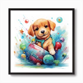 Puppy In A Bucket 1 Art Print