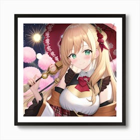 Anime Girl Holding An Umbrella 1 Art Print