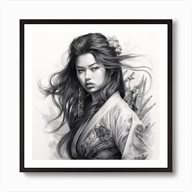 Asian Girl drawing Art Print