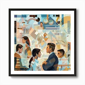 Illustration Of A Group Of People Art Print