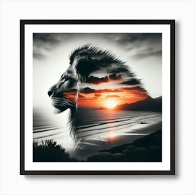 Lion and sunset coast 2 Art Print