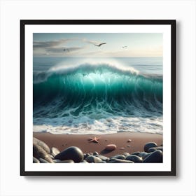 Wave Crashing On The Beach Art Print