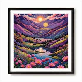 Moonlight In The Mountains Art Print