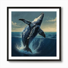 Humpback Whale Jumping Art Print