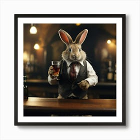 Rabbit In A Bar Art Print