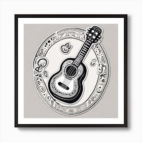 Mexican Guitar And Maracas Sticker 2d Cute Fantasy Dreamy Vector Illustration 2d Flat Centere (21) Art Print