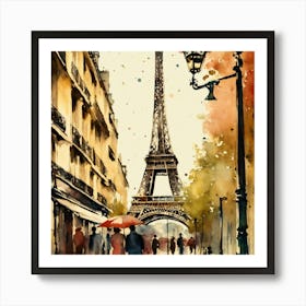 Paris Eiffel Tower Watercolor Painting Art Print