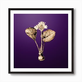Gold Botanical Cardwell Lily on Royal Purple n.3206 Art Print