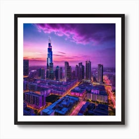 Dubai Skyline At Dusk 3 Art Print