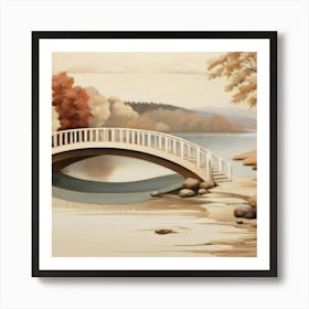 Bridge Over The River beige Art Print