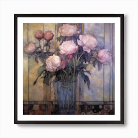 Pink Peonies In A Vase Art Print