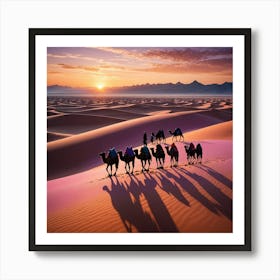 Camels In The Desert 2 Art Print