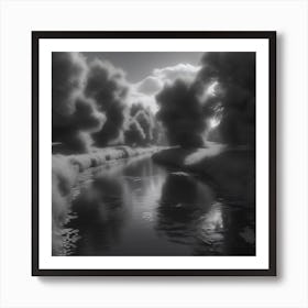 River In Black And White 11 Art Print