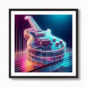 Neon Electric Guitar Art Print