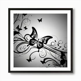 Black And White Butterfly Wallpaper 1 Art Print