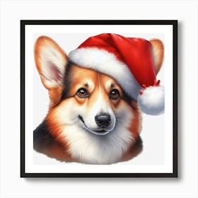 Santa Hat Corgi Poster