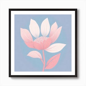 A White And Pink Flower In Minimalist Style Square Composition 691 Art Print