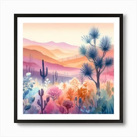 Watercolor Desert Landscape 7 Art Print