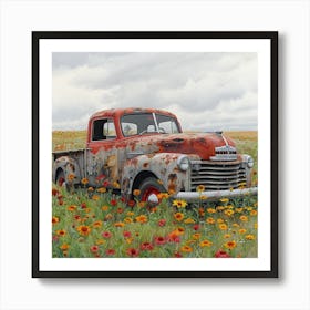 Old Truck In The Field Art Print