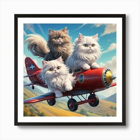 Three Cats Flying Art Print