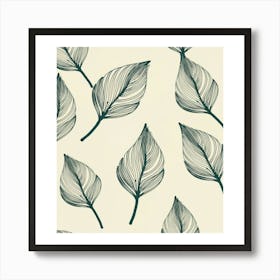 Leaves On A White Background Art Print