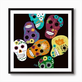 Happy Sugar Skulls 1 Art Print