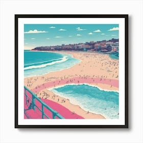 Bondi Beach In Risograph Style Art Print 0 Art Print