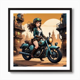 New Motorcycle in Rust City Art Print