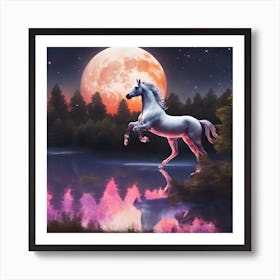 Unicorn In The Moonlight Art Print