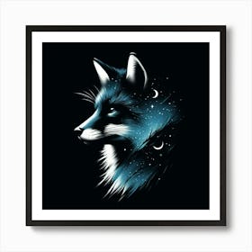 Fox and night sky 1 Art Print