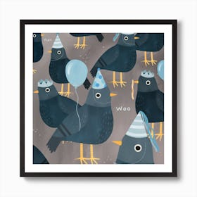 Pigeon Party Art Print